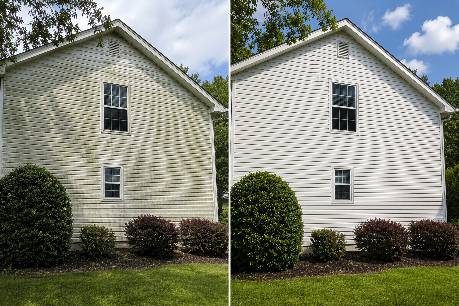 House Washing before and after pressure washing